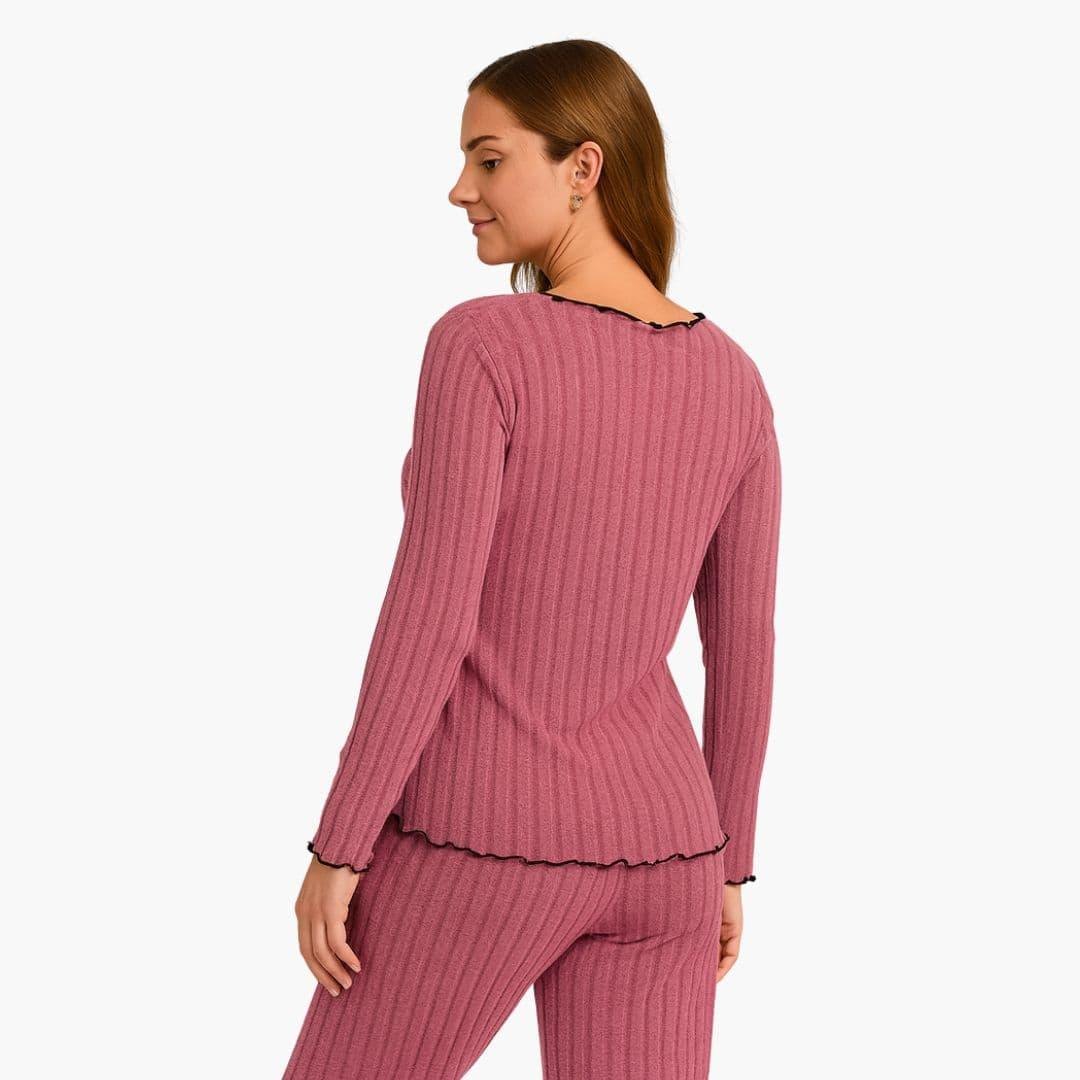 Comfortable Gray Pajamas for Women with Long Sleeve Elastic Waist Relaxed Fit Cosy Style
