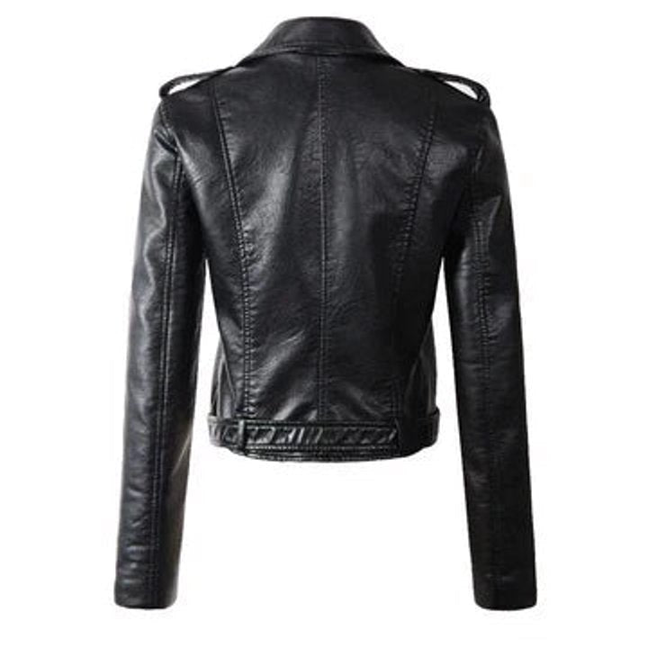 Comfortable White Faux Leather Coat for Women with Zip Front Belted Cropped Outdoor Style