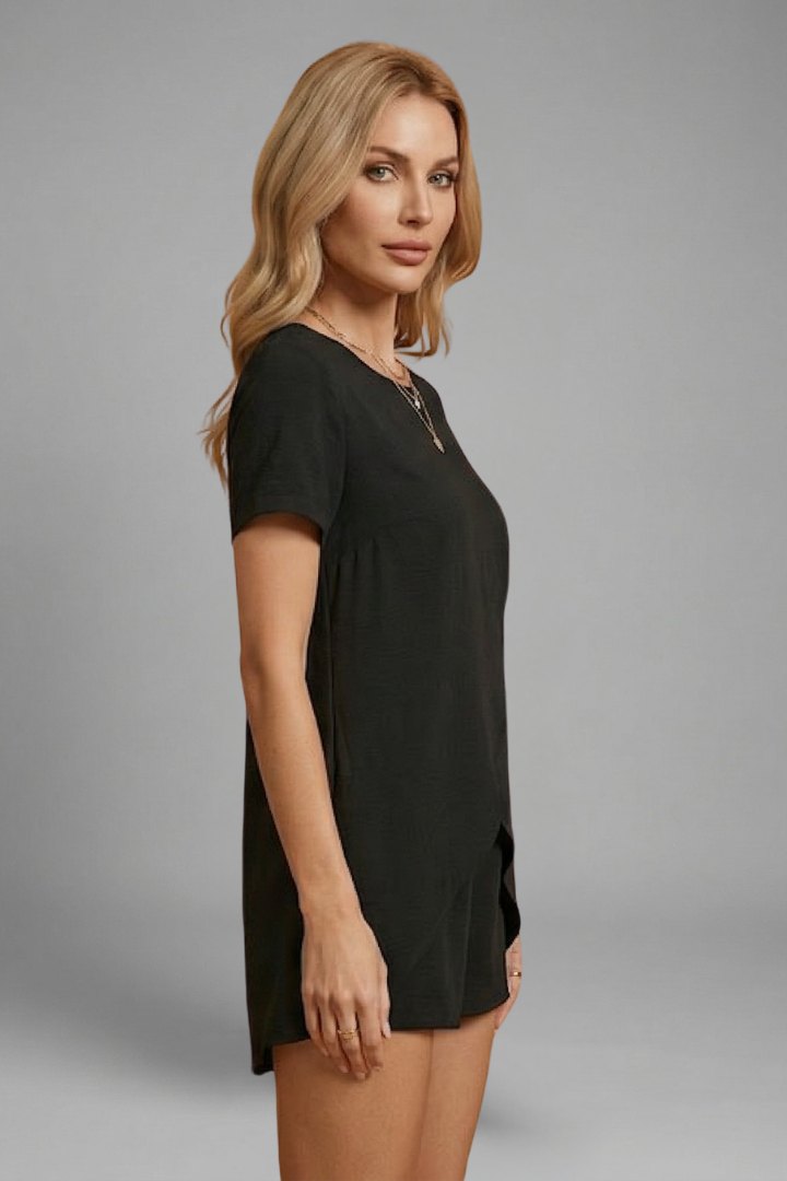 Comfortable Apricot Loungewear Set for Women with Round Neck Short Sleeve Side Pockets Elastic Waist Relaxed Fit Lounge 