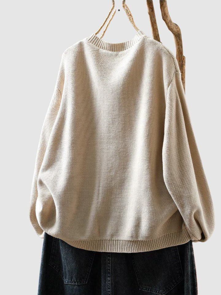 Comfortable Beige Cardigan for Women with Button Front Relaxed Fit Knit Layered Style