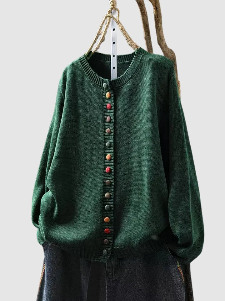 Comfortable Beige Cardigan for Women with Button Front Relaxed Fit Knit Layered Style