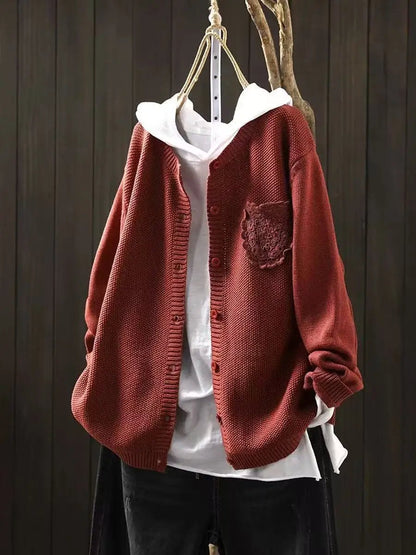 Comfortable Beige Cardigan for Women with Button Front Side Pockets Oversized Fit Relaxed Fit Everyday Style