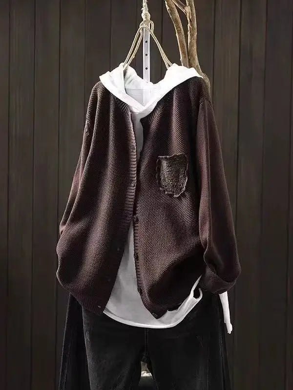 Comfortable Beige Cardigan for Women with Button Front Side Pockets Oversized Fit Relaxed Fit Everyday Style