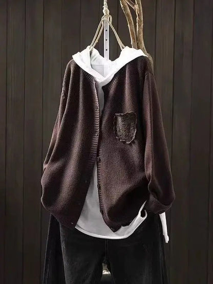 Comfortable Beige Cardigan for Women with Button Front Side Pockets Oversized Fit Relaxed Fit Everyday Style