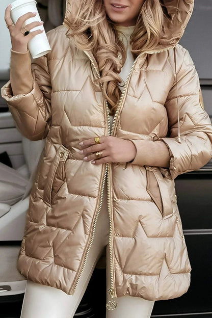 Comfortable Beige Winter Jacket for Women with Relaxed Fit Everyday Wear Soft Finish Outdoor Style