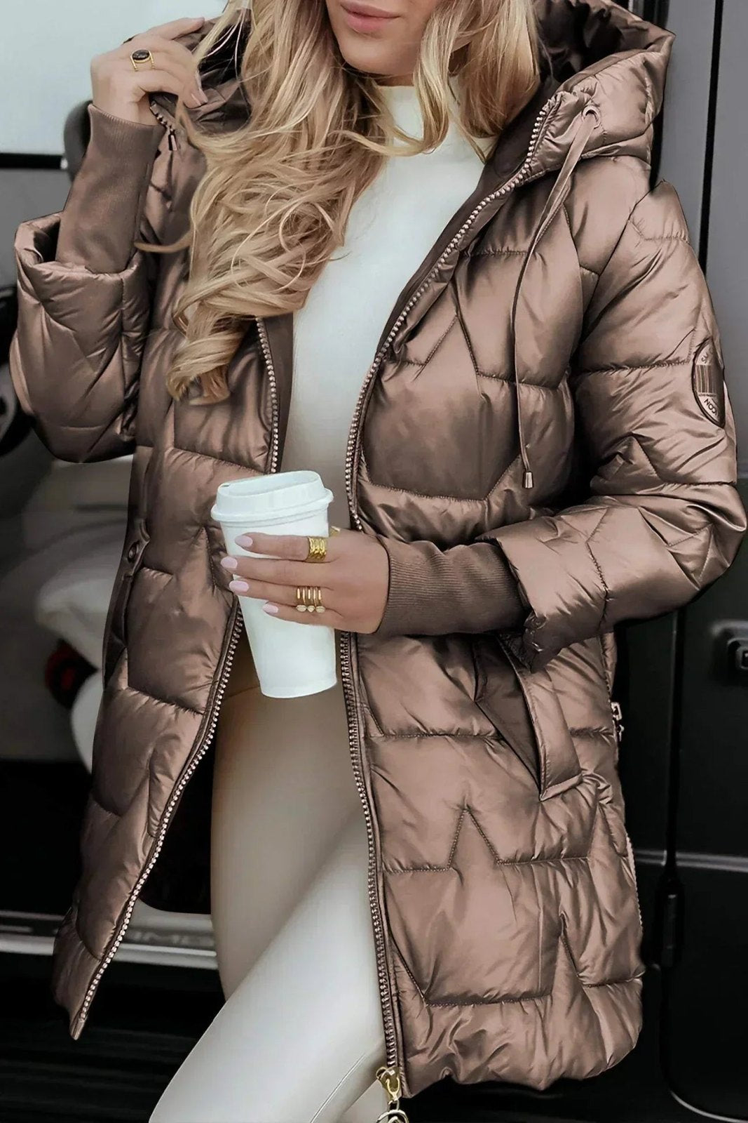 Comfortable Beige Winter Jacket for Women with Relaxed Fit Everyday Wear Soft Finish Outdoor Style