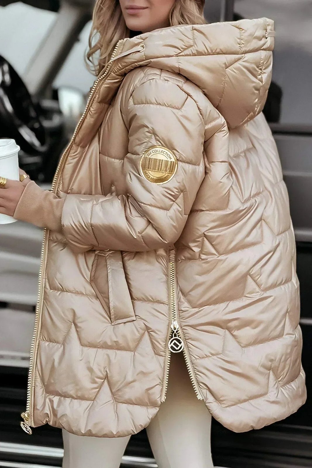 Comfortable Beige Winter Jacket for Women with Relaxed Fit Everyday Wear Soft Finish Outdoor Style