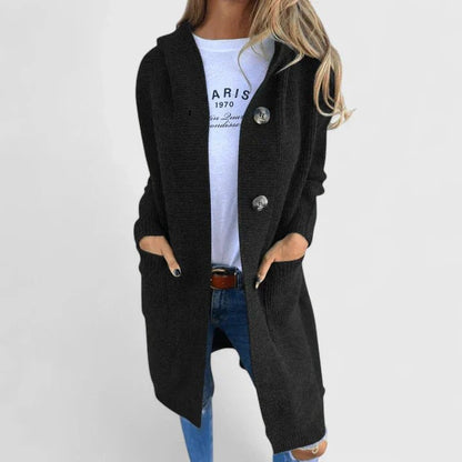 Comfortable Black Cardigan Sweater for Women with Button Front Knit Relaxed Fit Everyday Style