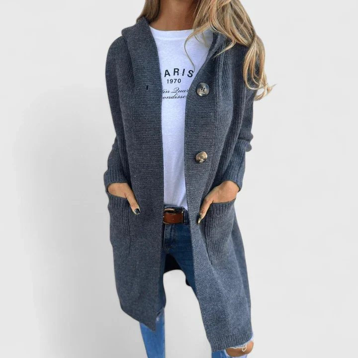 Comfortable Black Cardigan Sweater for Women with Button Front Knit Relaxed Fit Everyday Style