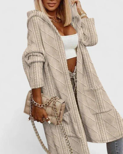 Comfortable Black Cardigan Sweater for Women with Relaxed Fit Hooded Everyday Wear Layered Style