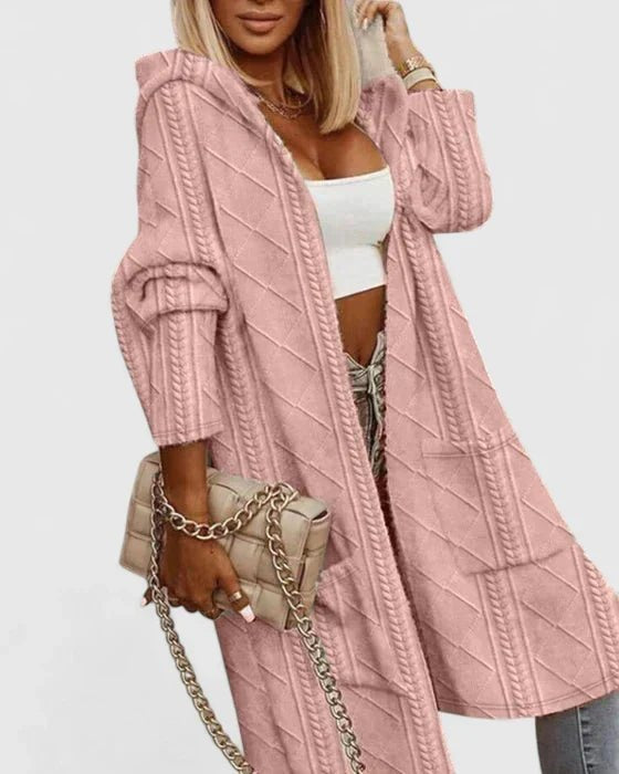 Comfortable Black Cardigan Sweater for Women with Relaxed Fit Hooded Everyday Wear Layered Style