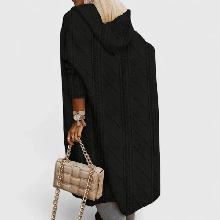 Comfortable Black Cardigan Sweater for Women with Relaxed Fit Hooded Everyday Wear Layered Style