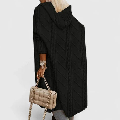 Comfortable Black Cardigan Sweater for Women with Relaxed Fit Hooded Everyday Wear Layered Style