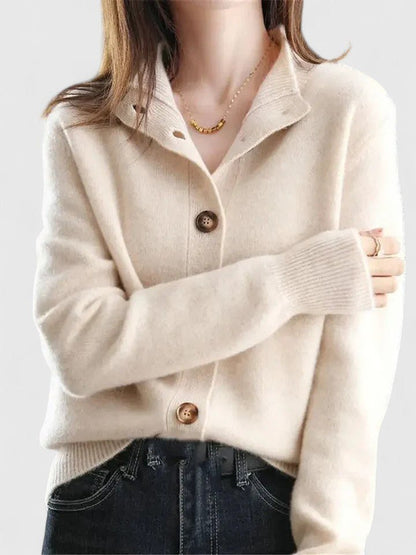 Comfortable Black Cardigan Sweater for Women with Relaxed Fit Everyday Wear Soft Finish Layered Style