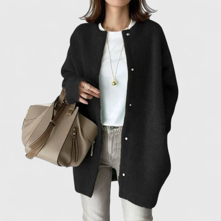 Comfortable Black Cardigan Sweater for Women with Relaxed Fit Soft Finish Classic Cut Everyday Style