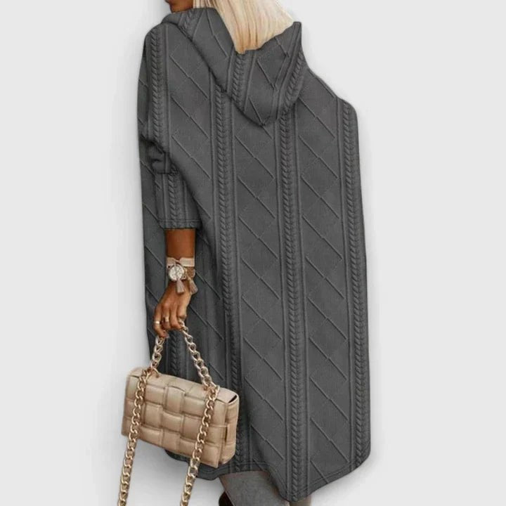 Comfortable Black Cardigan Sweater for Women with Relaxed Fit Hooded Everyday Wear Layered Style