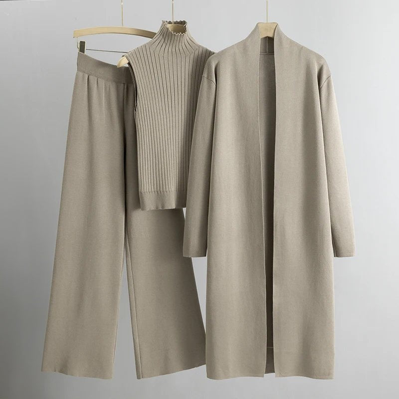Comfortable Black Cardigan Sweater for Women with Sleeveless Wide Leg Ribbed Knit Cosy Style