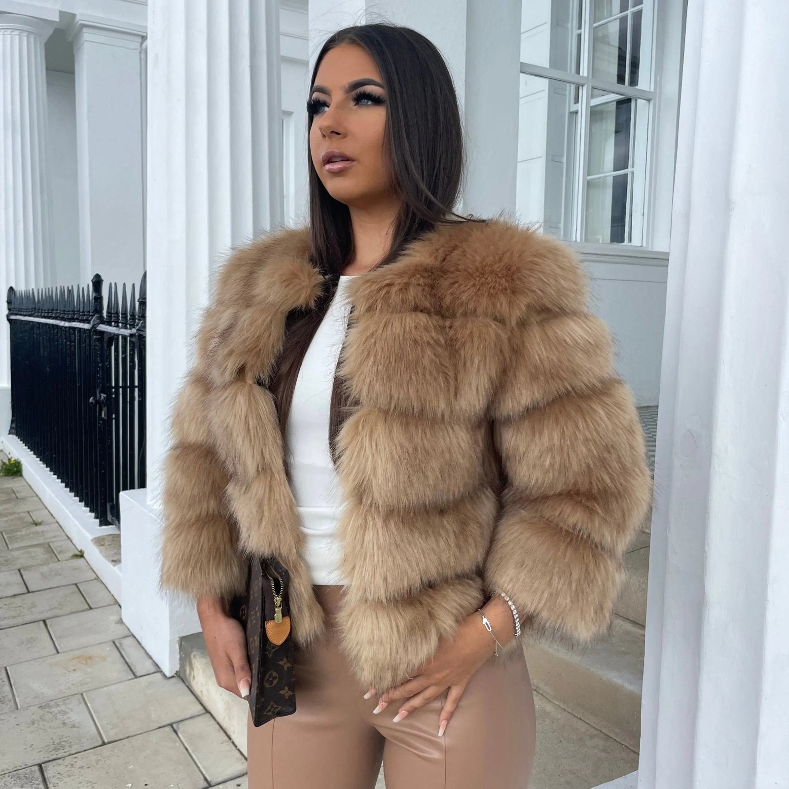Comfortable Black Faux Fur Coat for Women with Relaxed Fit Everyday Wear Soft Finish Outdoor Style