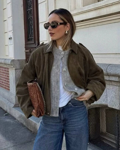 Comfortable Black Faux Suede Jacket for Women with Oversized Fit Relaxed Fit Soft Finish Everyday Style