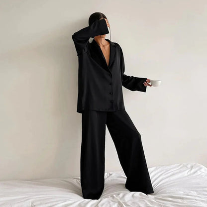 Comfortable Black Pajamas Set for Women with Relaxed Fit Soft Finish Classic Cut Everyday Style