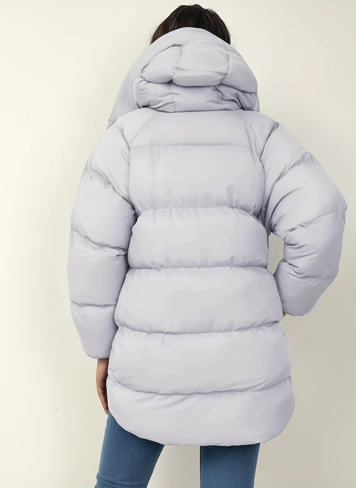 Comfortable Black Puffer Jacket for Women with Collared Button Front Oversized Fit Relaxed Fit Quilted Winter Style