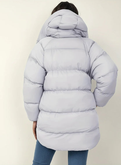 Comfortable Black Puffer Jacket for Women with Collared Button Front Oversized Fit Relaxed Fit Quilted Winter Style