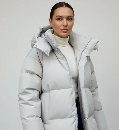 Comfortable Black Puffer Jacket for Women with Hooded Oversized Fit Relaxed Fit Quilted Everyday Style