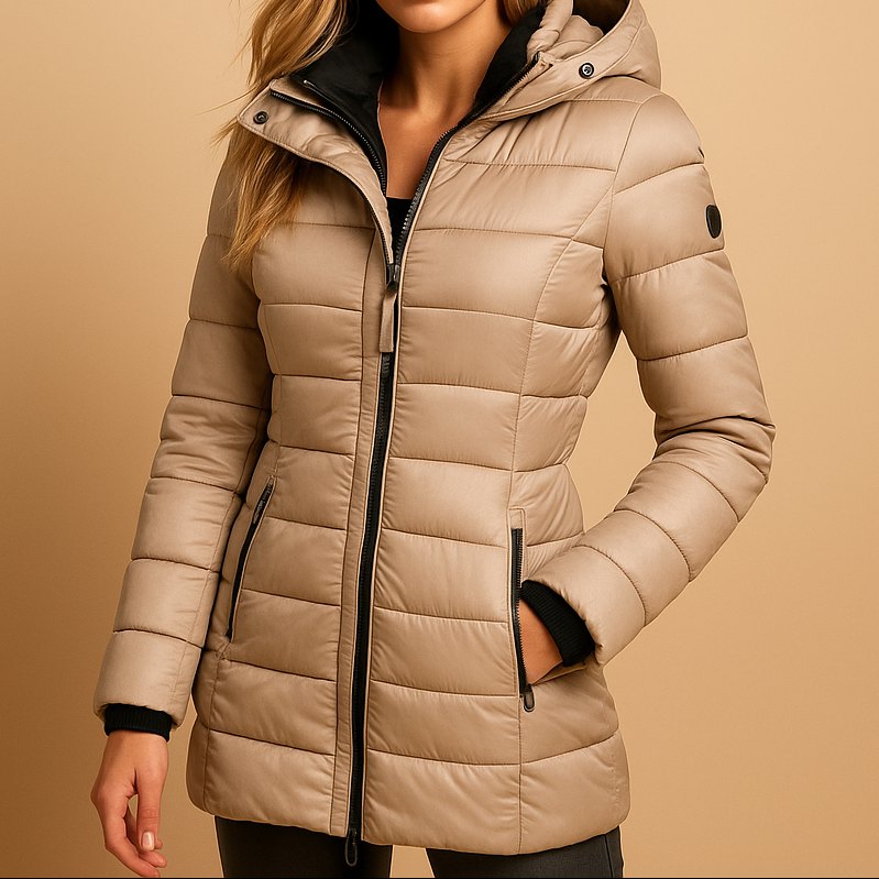 Comfortable Black Puffer Jacket for Women with Relaxed Fit Everyday Wear Soft Finish Winter Style