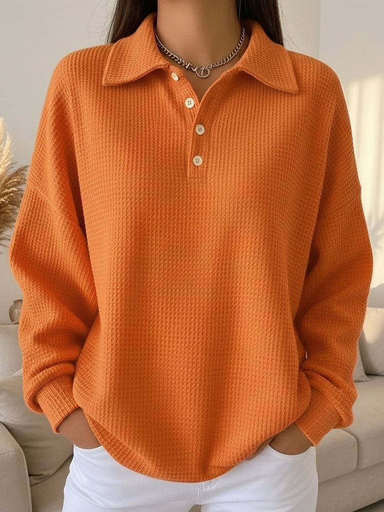 Comfortable Black Sweater for Women with Collared Button Front Relaxed Fit Everyday Style