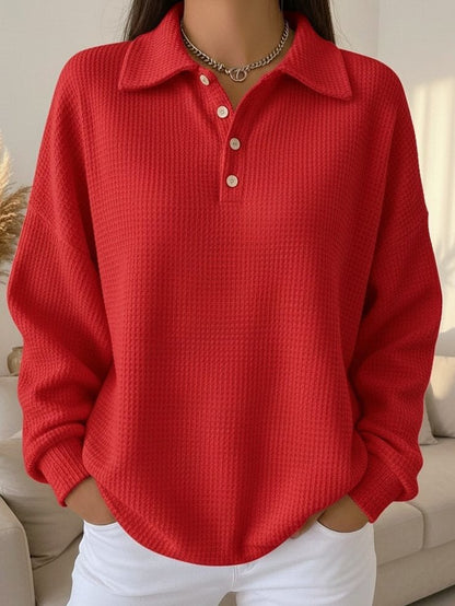Comfortable Black Sweater for Women with Collared Button Front Relaxed Fit Everyday Style