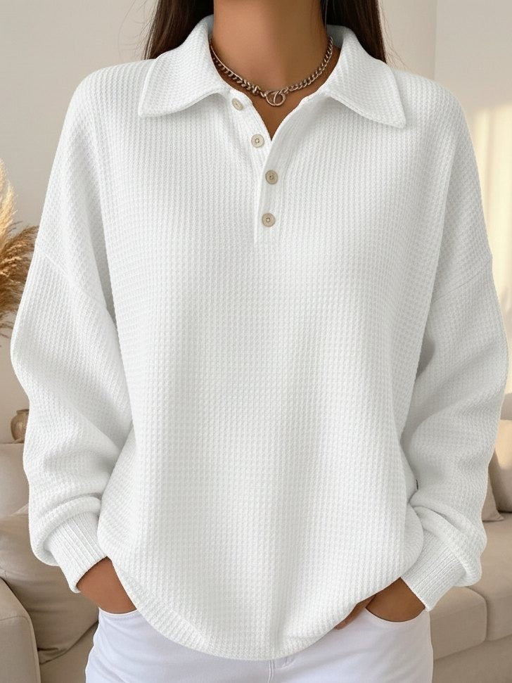 Comfortable Black Sweater for Women with Collared Button Front Relaxed Fit Everyday Style