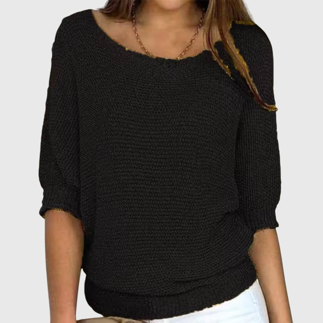 Comfortable Black Sweater for Women with Everyday Wear Soft Finish Classic Cut Relaxed Style