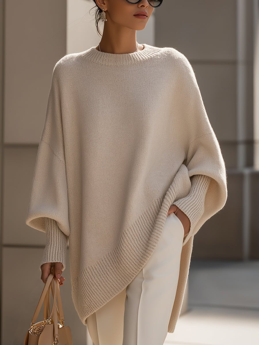 Comfortable Black Sweater for Women with Oversized Fit Relaxed Fit Ribbed Layered Style
