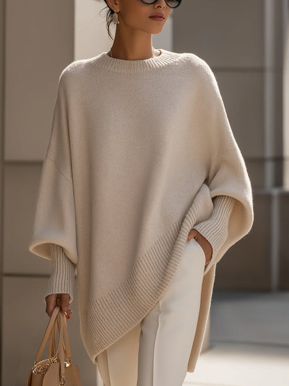 Comfortable Black Sweater for Women with Oversized Fit Relaxed Fit Ribbed Layered Style