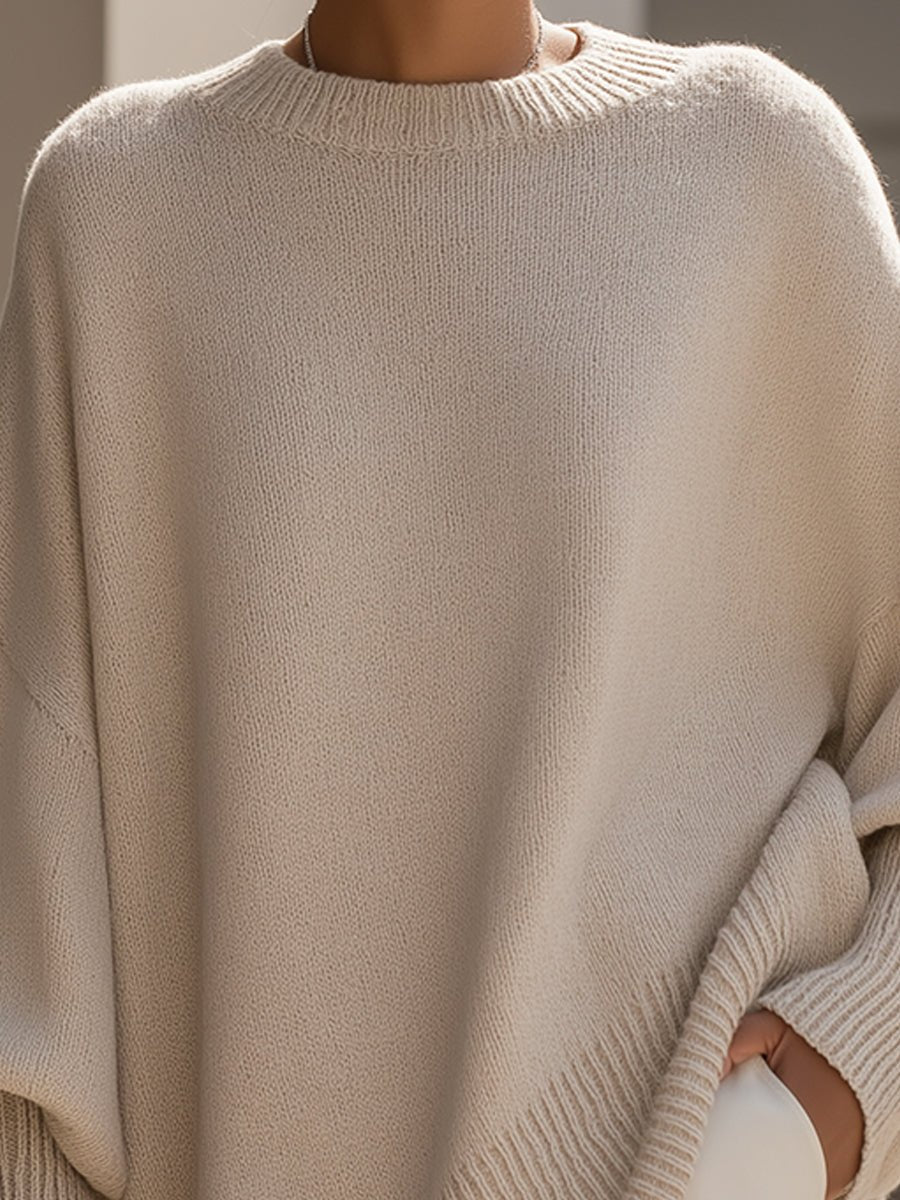 Comfortable Black Sweater for Women with Oversized Fit Relaxed Fit Ribbed Layered Style
