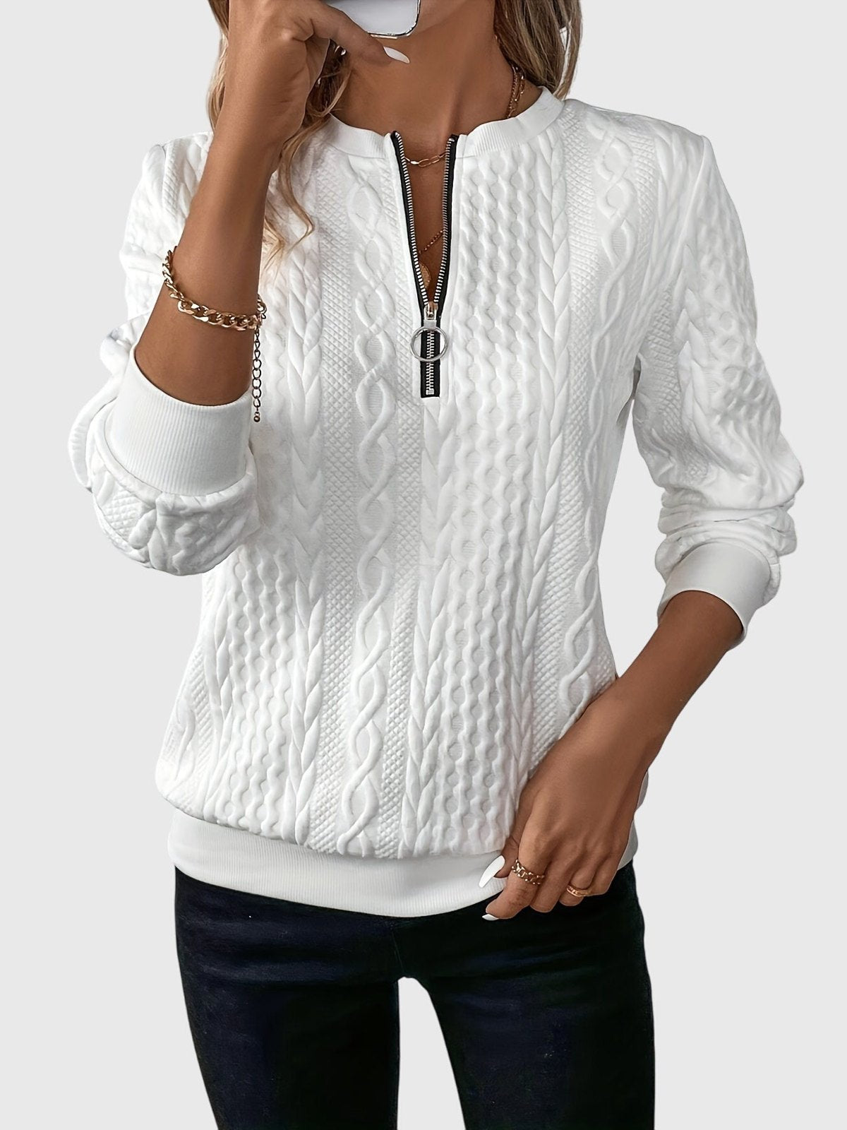Comfortable Black Sweater for Women with Zip Front Relaxed Fit Everyday Wear Cosy Style