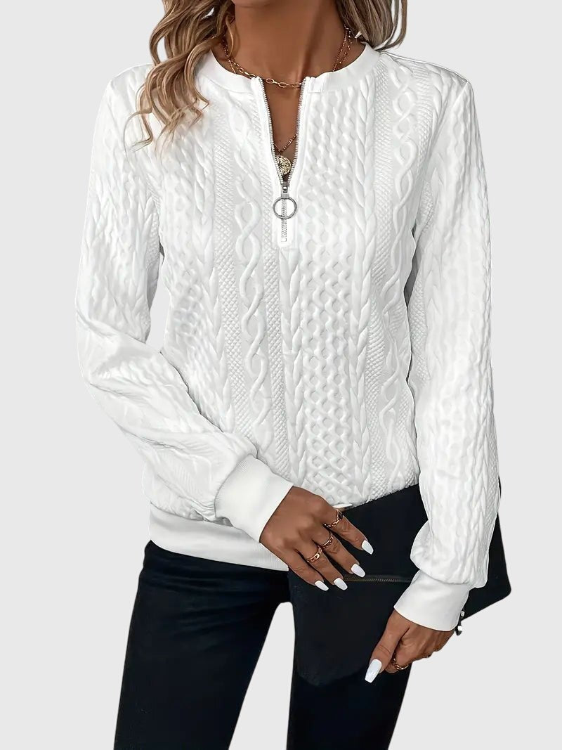 Comfortable Black Sweater for Women with Zip Front Relaxed Fit Everyday Wear Cosy Style