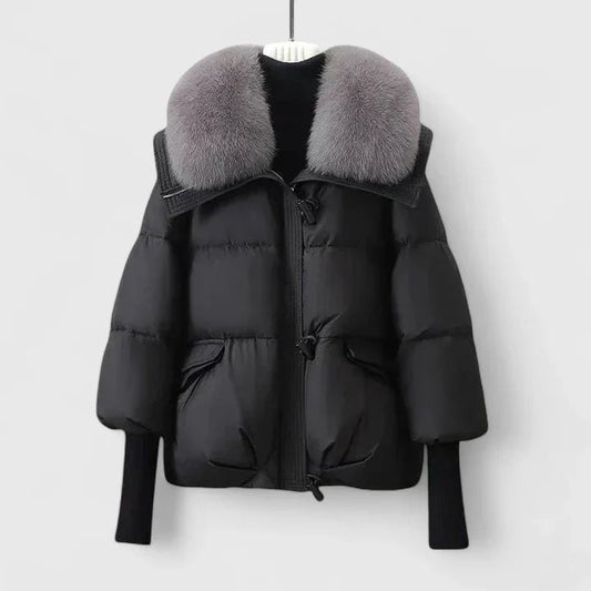 Comfortable Black Winter Jacket for Women with Collared Button Front Side Pockets Everyday Style