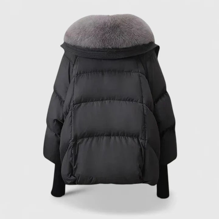 Comfortable Black Winter Jacket for Women with Collared Button Front Side Pockets Everyday Style