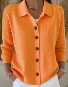 Comfortable Blue Cardigan for Women with Collared Button Front Knit Cosy Style