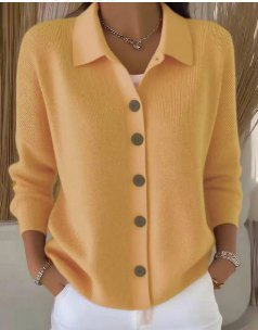 Comfortable Blue Cardigan for Women with Collared Button Front Knit Cosy Style