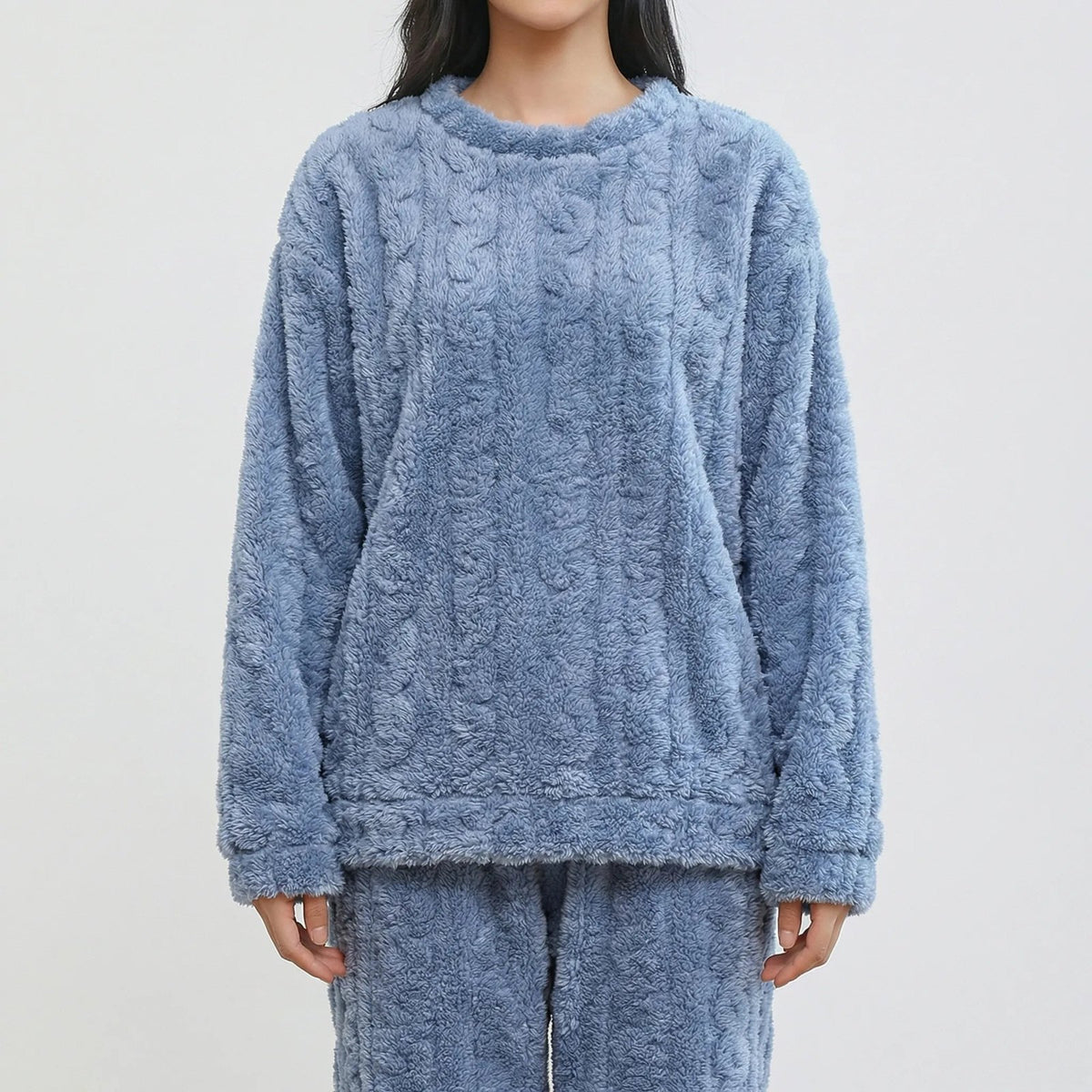 Comfortable Blue Pajamas for Women with Elastic Waist Drawstring Waist Fleece Lined Cosy Style