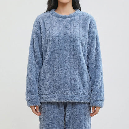 Comfortable Blue Pajamas for Women with Elastic Waist Drawstring Waist Fleece Lined Cosy Style