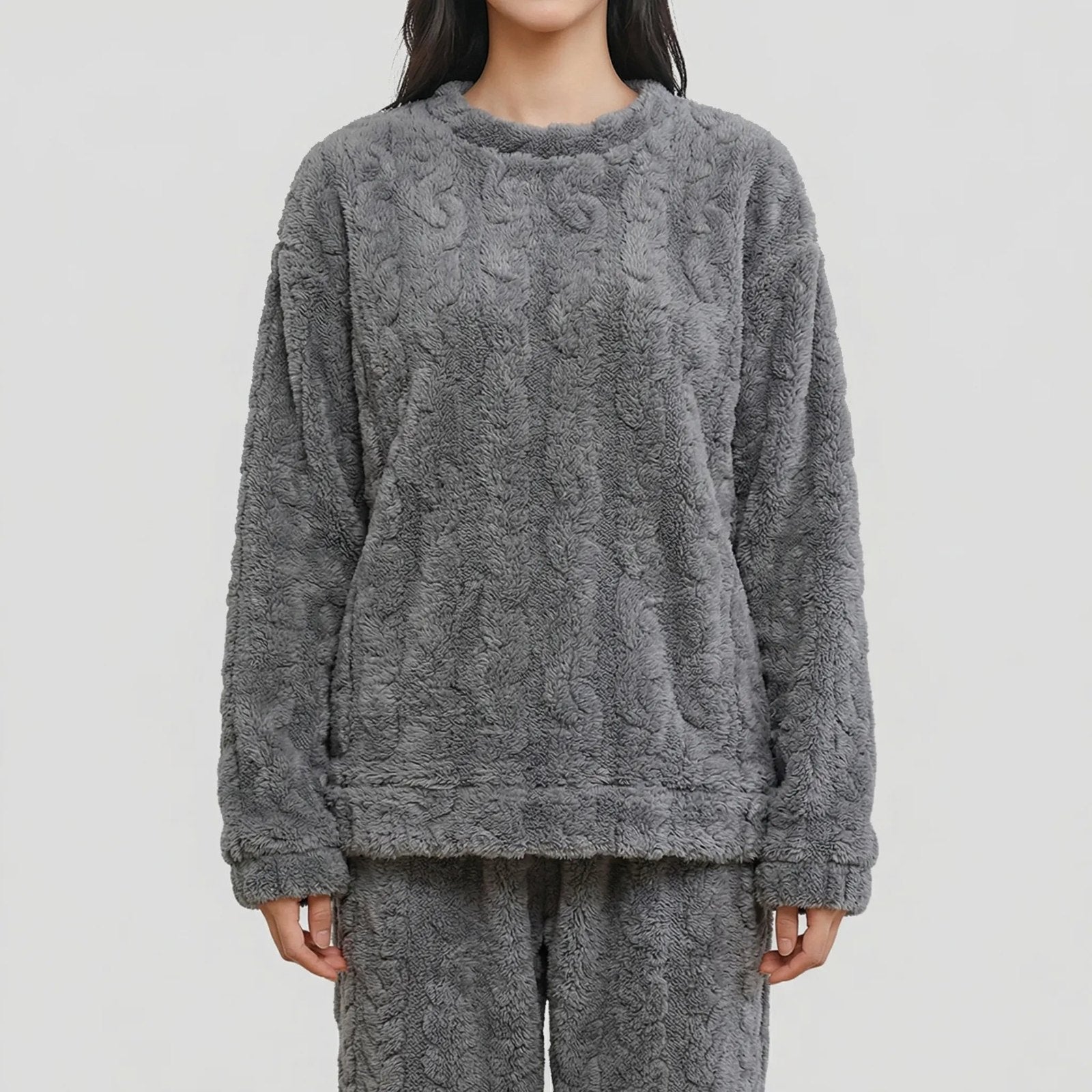 Comfortable Blue Pajamas for Women with Elastic Waist Drawstring Waist Fleece Lined Cosy Style