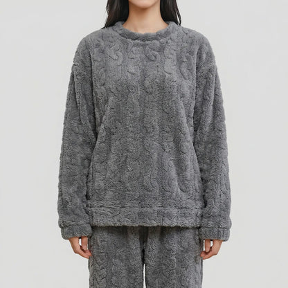 Comfortable Blue Pajamas for Women with Elastic Waist Drawstring Waist Fleece Lined Cosy Style