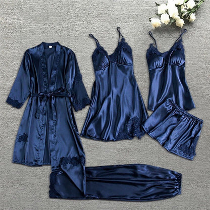 Comfortable Blue Pajamas Set for Women with Satin Everyday Wear Soft Finish Relaxed Style