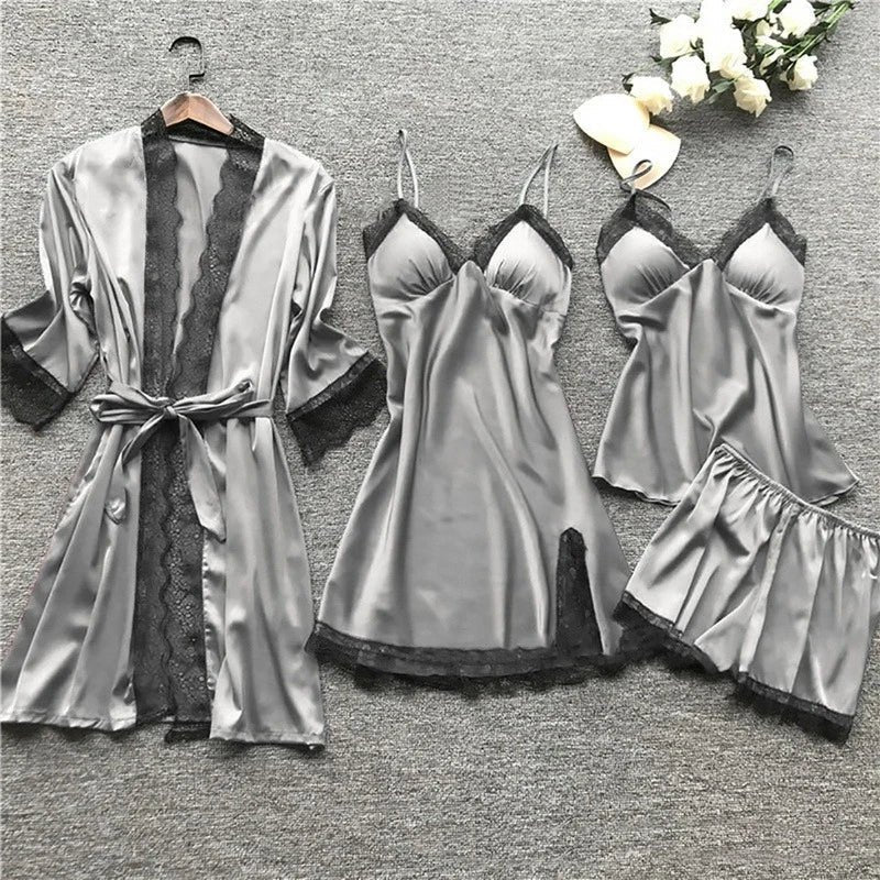 Comfortable Blue Pajamas Set for Women with Satin Everyday Wear Soft Finish Relaxed Style