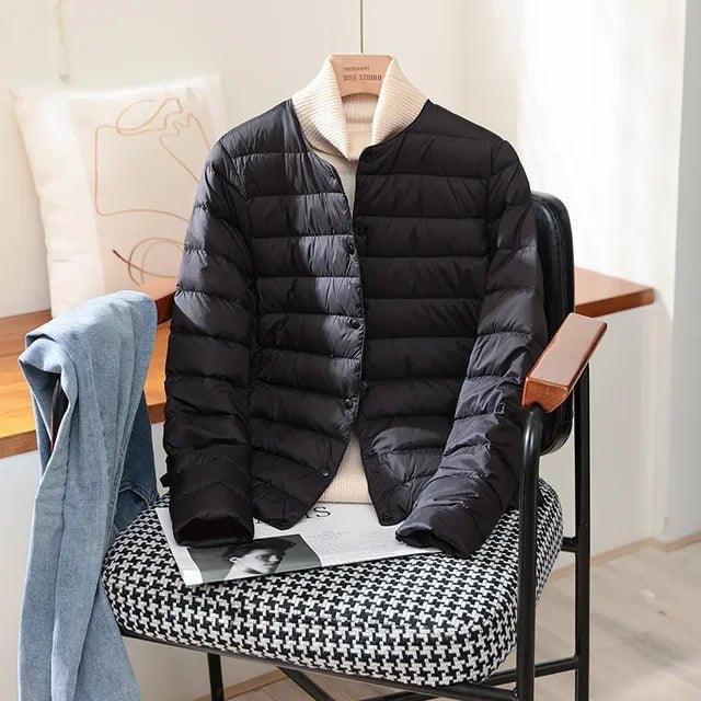 Comfortable Blue Quilted Jacket for Women with Relaxed Fit Everyday Wear Soft Finish Layered Style