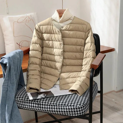 Comfortable Blue Quilted Jacket for Women with Relaxed Fit Everyday Wear Soft Finish Layered Style