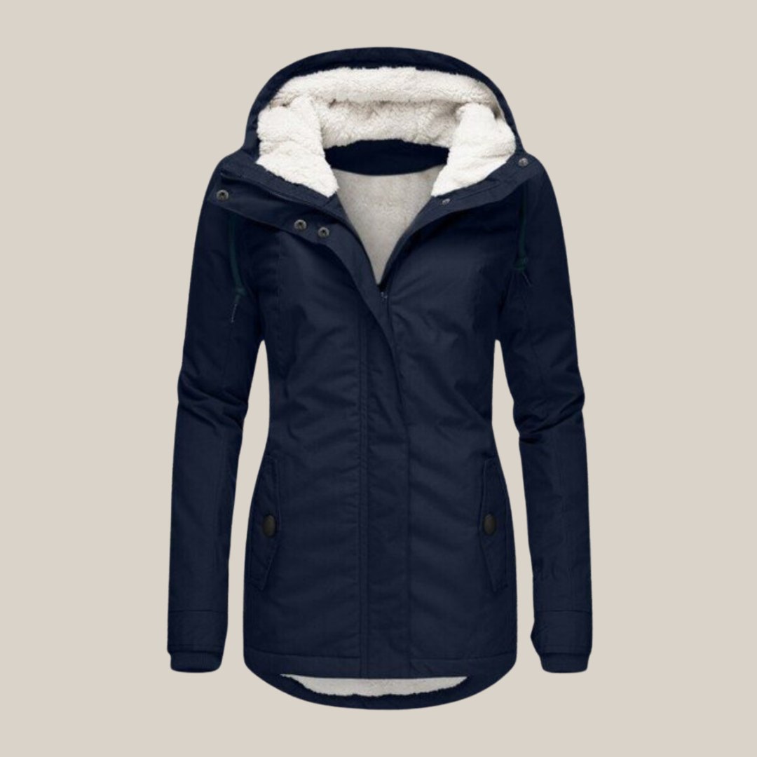 Comfortable Blue Winter Jacket for Women with Relaxed Fit Everyday Wear Soft Finish Outdoor Style